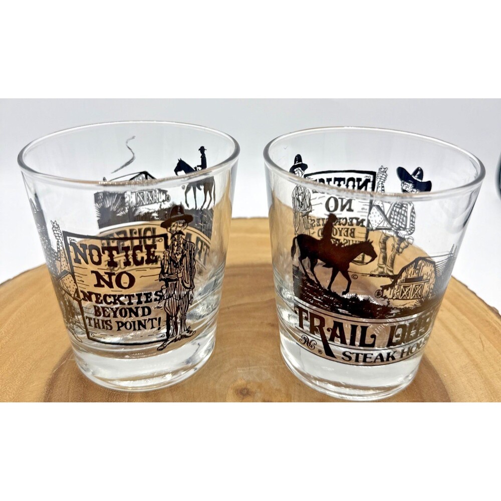 Vintage Trail Dust Streak House Rocks Tumbler Bar Drinking Glasses Set Of 2